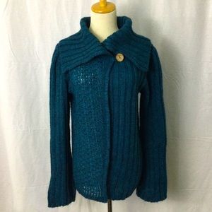 Lineamaglia Teal Blue Cardigan Sweater Made In Italy 🇮🇹 Sz L